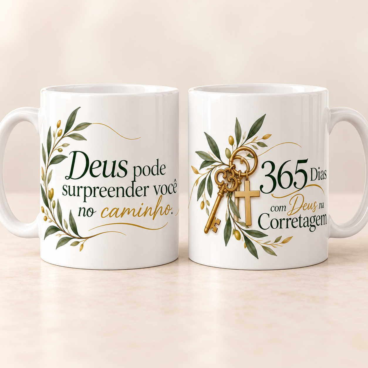 Arte proposta para caneca: Deus pode surpreender você no caminho.